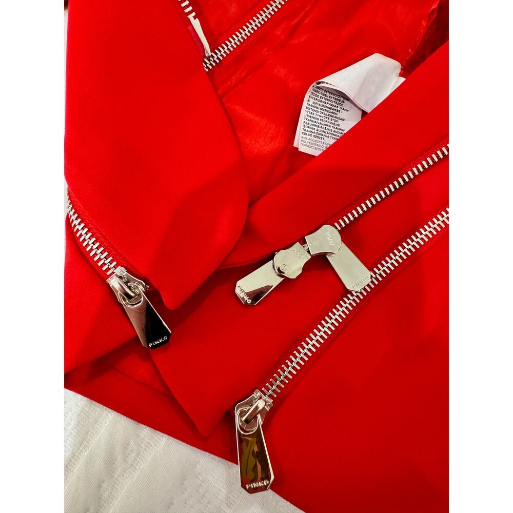 Pinko Moto Zip Blazer Women’s IT 36 US 6 Medium Red Y2K Biker McQueen - Picture 16 of 16